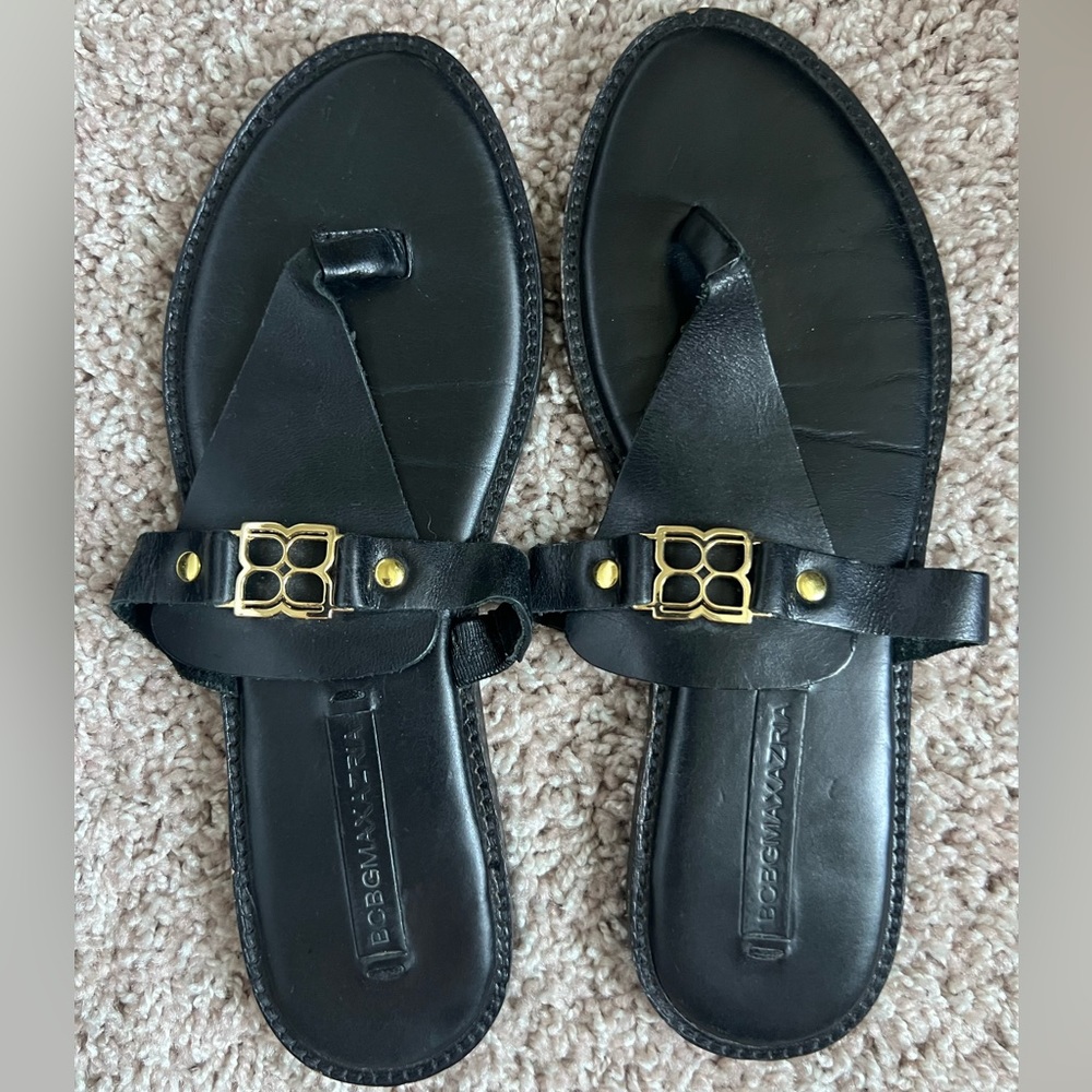 BCBG leather sandals with gold detail -size 7